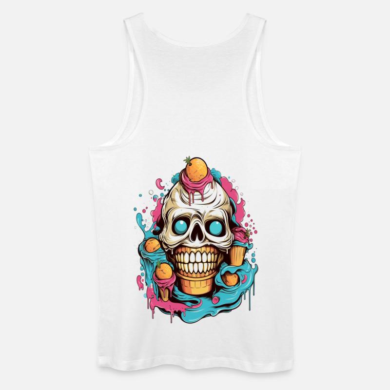Skull Eistüte mit Fruchtmotiven - Männer Bio Tank Top - Weiß