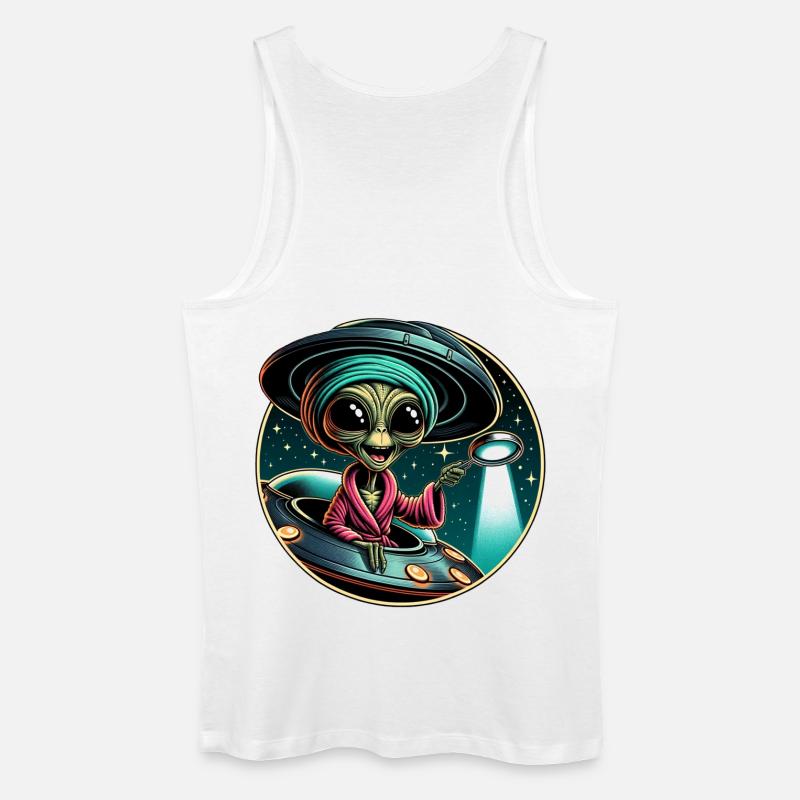 Außerirdischer Detektiv im UFO-Licht - Männer Bio Tank Top - Weiß