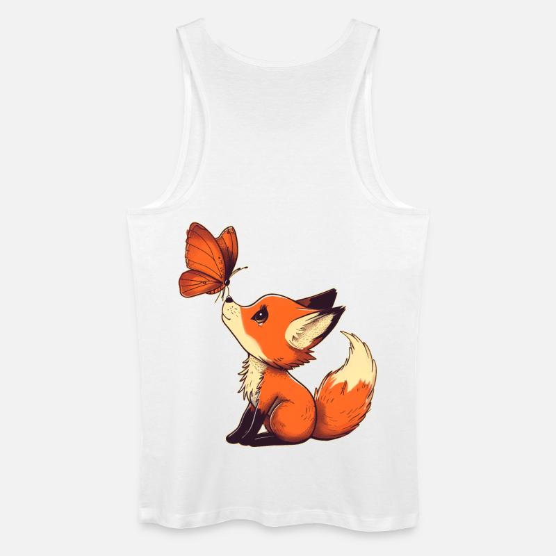 Fuchs mit Schmetterling - Männer Bio Tank Top - Weiß