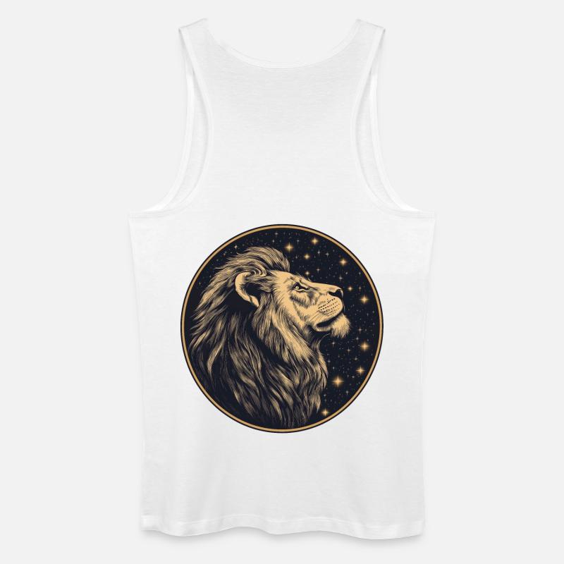Löwe mit Sternenhimmel - Männer Bio Tank Top - Weiß