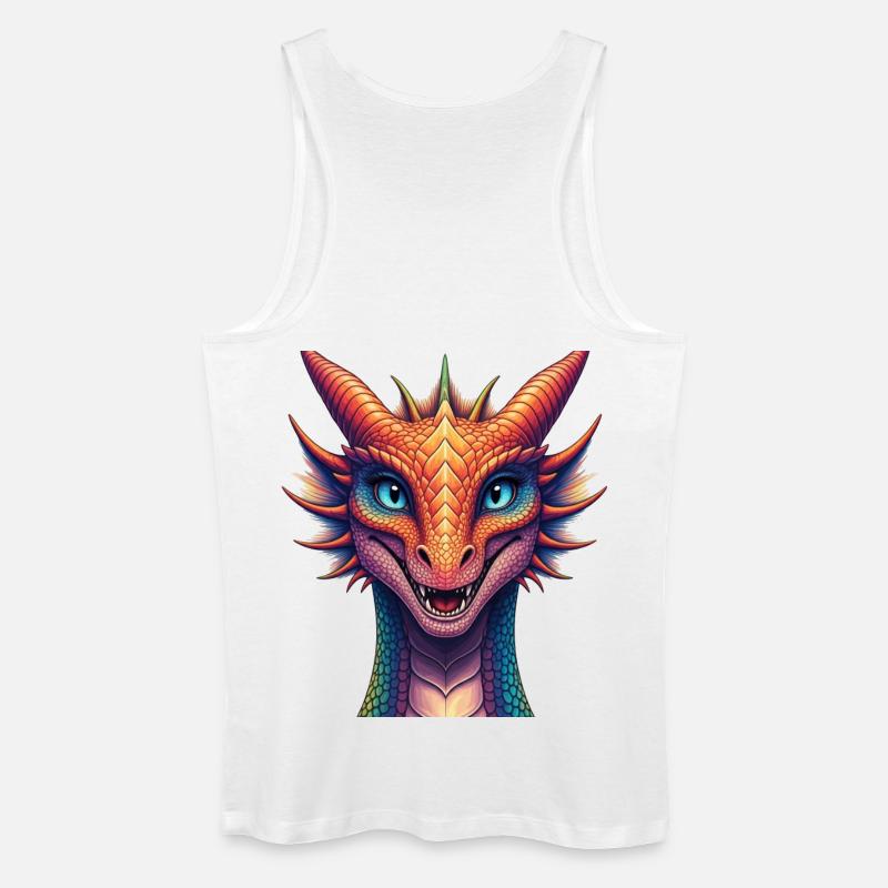 Lebendiger Regenbogen-Drachenkopf - Männer Bio Tank Top - Weiß