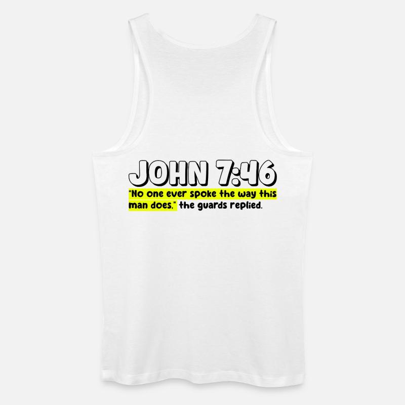 Johannes 7:46 | Bibelzitat - Männer Bio Tank Top - Weiß
