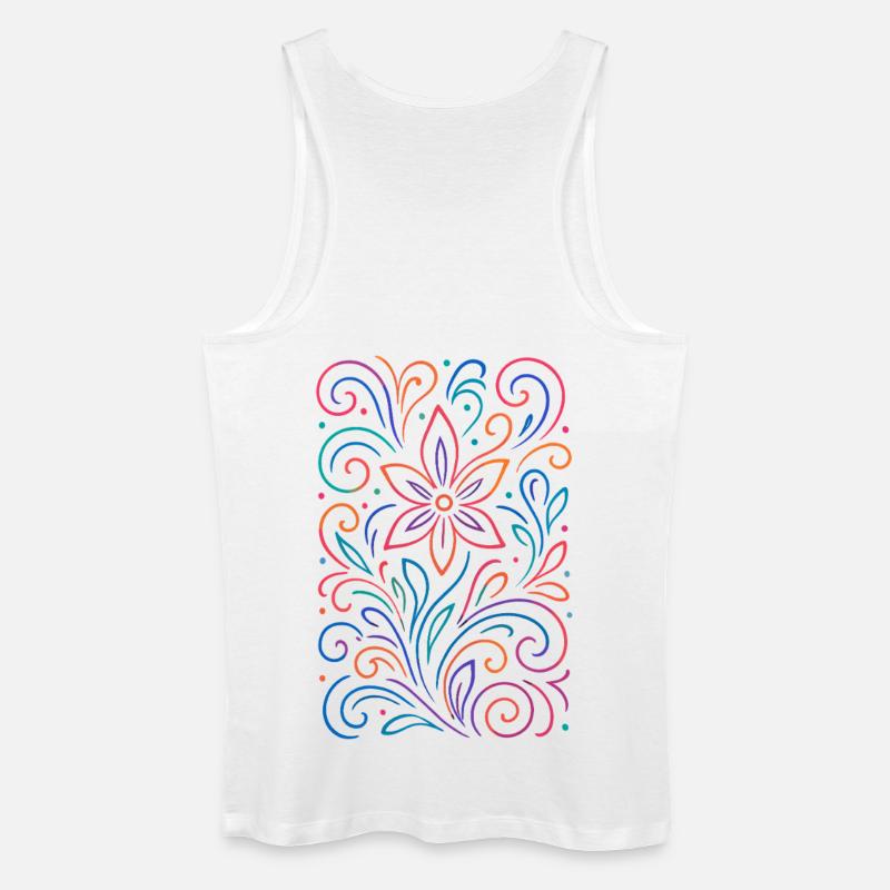 Leuchtendes Blumenmuster in Neonfarben - Männer Bio Tank Top - Weiß