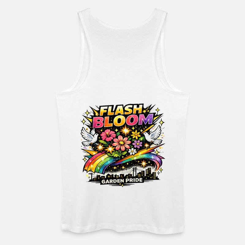 Flash Bloom Garden Pride Blumen Regenbogen - Männer Bio Tank Top - Weiß