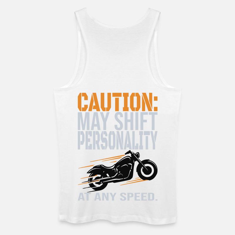 Caution – Personality Shift Biker Design - Männer Bio Tank Top - Weiß