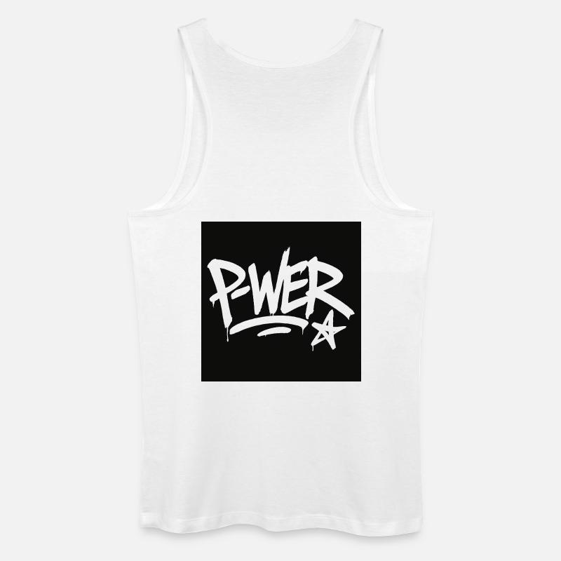 Graffiti-Stil Power-Text-Design - Männer Bio Tank Top - Weiß