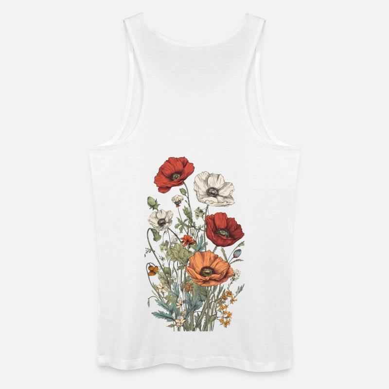 Wunderschönes Boho Mohn Herbarium Bouquet - Männer Bio Tank Top - Weiß