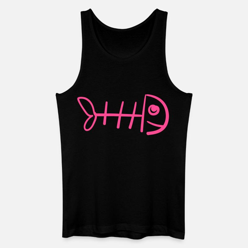 Fischgräte - Lustiges Katzenshirt - Männer Bio Tank Top - Schwarz