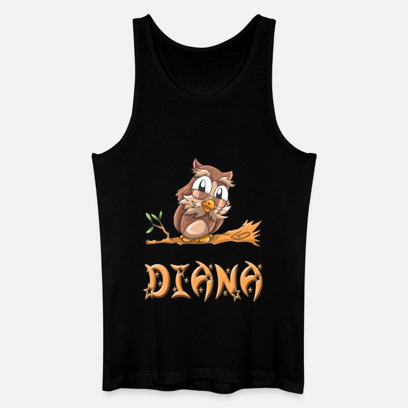 Eule Diana - Männer Bio Tank Top - Schwarz