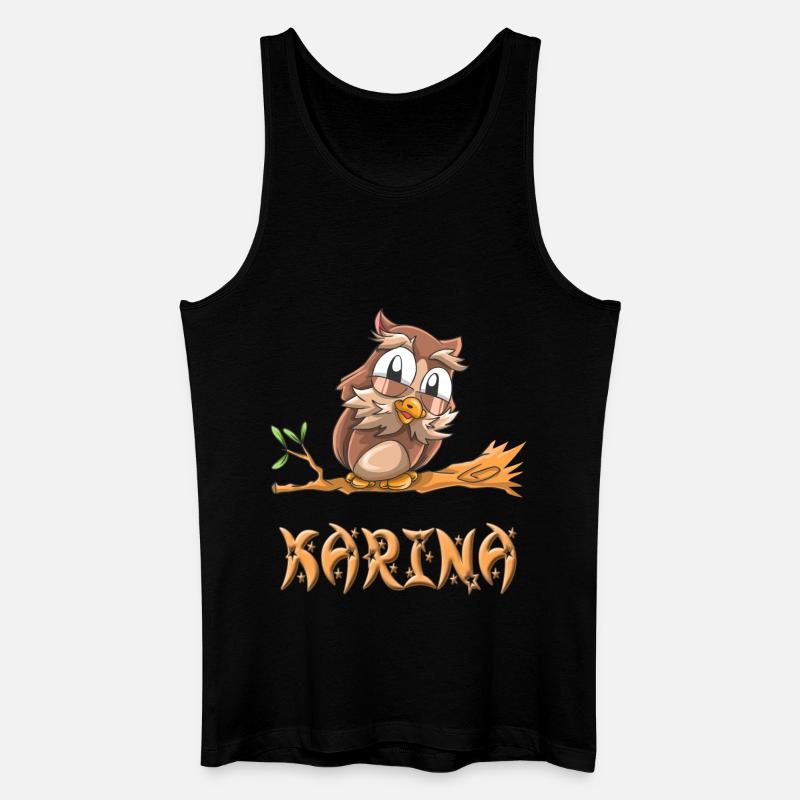 Eule Karina - Männer Bio Tank Top - Schwarz