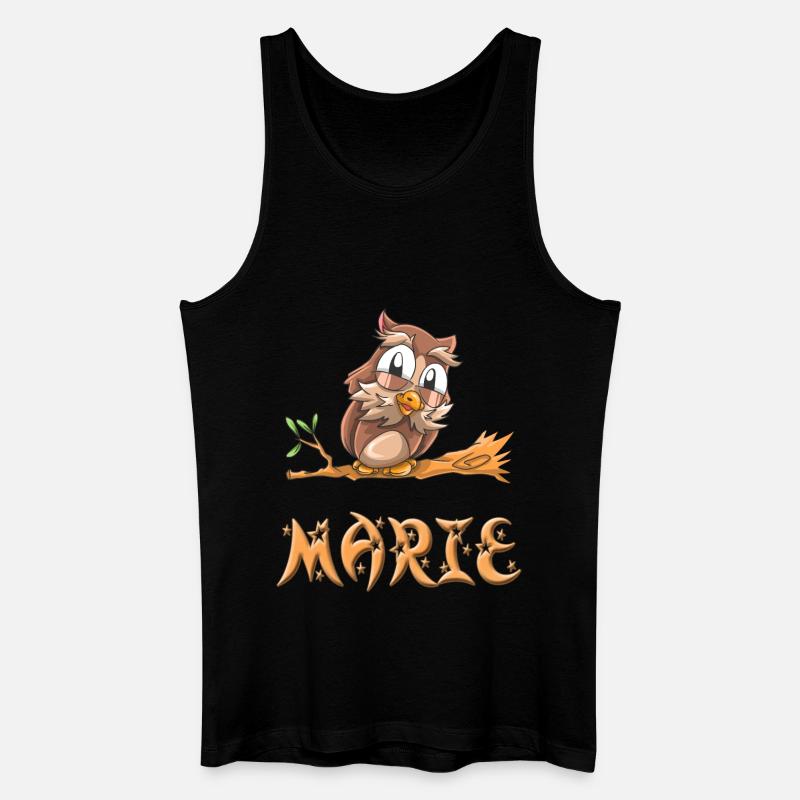 Eule Marie - Männer Bio Tank Top - Schwarz
