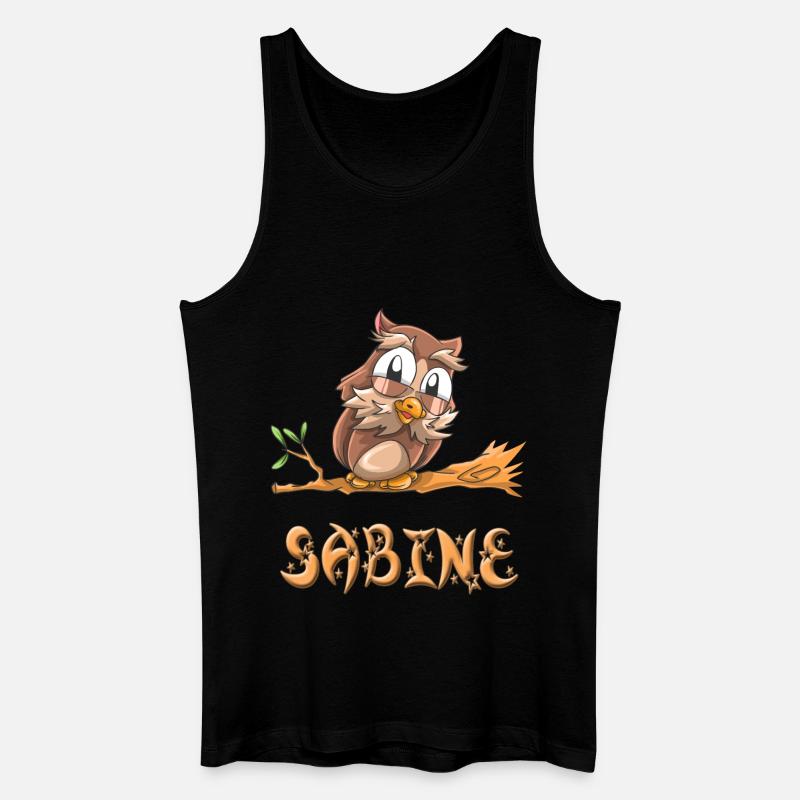 Eule Sabine - Männer Bio Tank Top - Schwarz