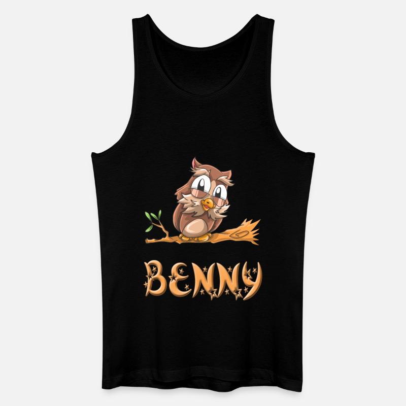 Eule Benny - Männer Bio Tank Top - Schwarz