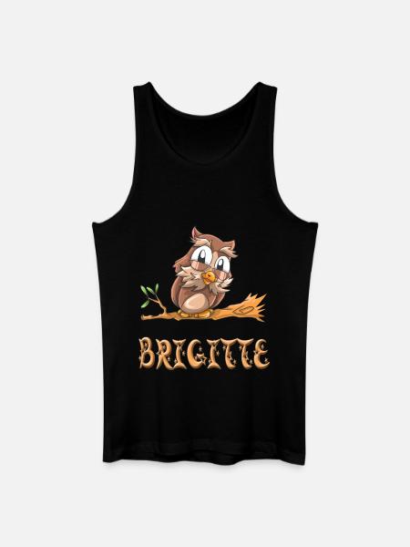 Eule Brigitte - Männer Bio Tank Top - Schwarz