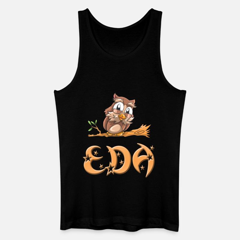 Eule Eda - Männer Bio Tank Top - Schwarz