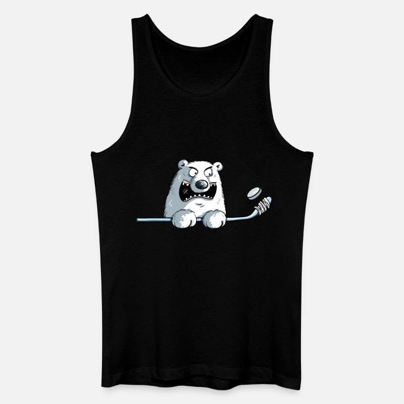 Cooler Eisbär Mit Eishockeyschläger I Eishockey - Männer Bio Tank Top - Schwarz