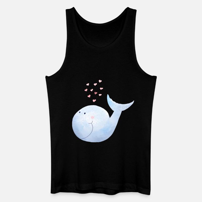 Wal versprüht Herzen I Blauwal Comic - Männer Bio Tank Top - Schwarz
