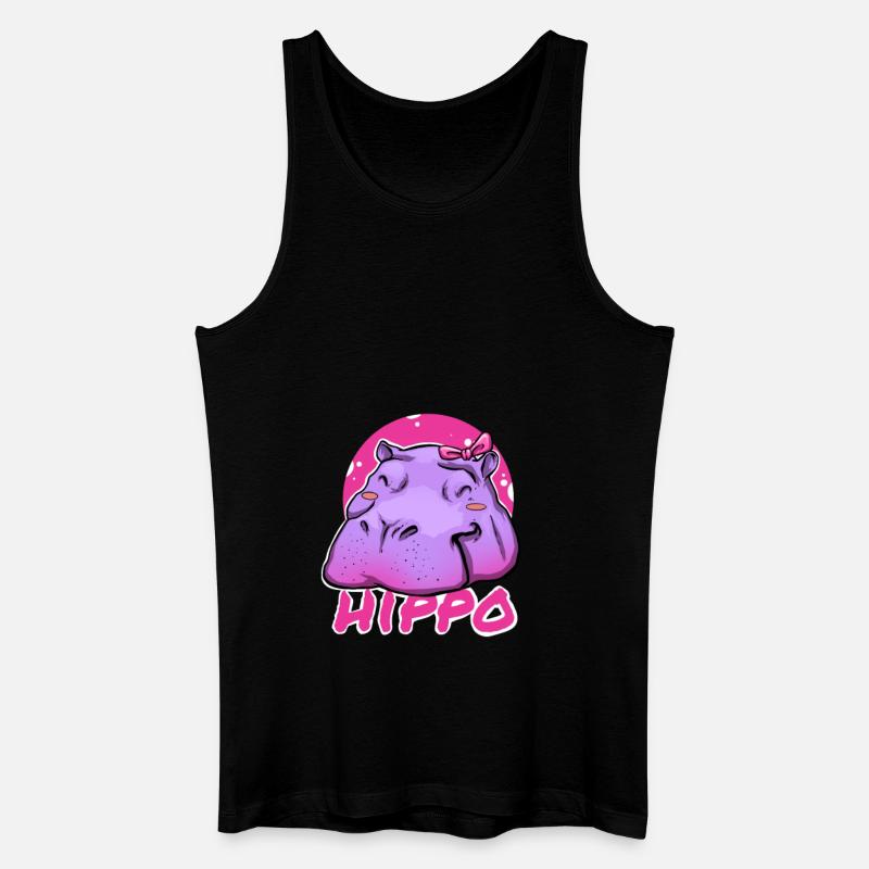 Niedliches Hippo mit rosa Schleife - Männer Bio Tank Top - Schwarz