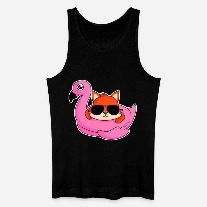 Fuchs im Flamingo - Design - Männer Bio Tank Top - Schwarz