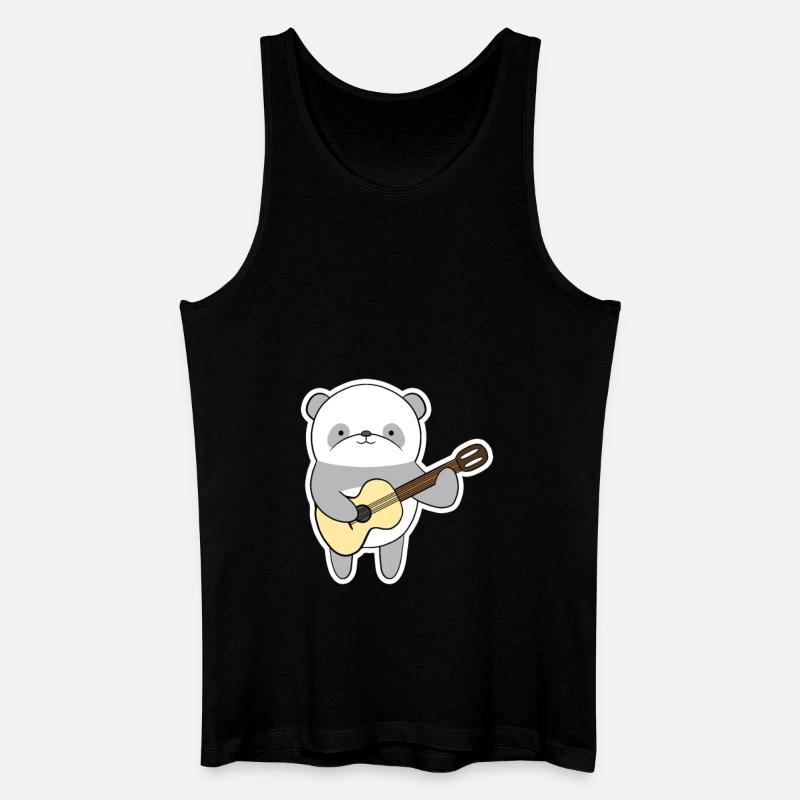 Panda mit Gitarre - Männer Bio Tank Top - Schwarz