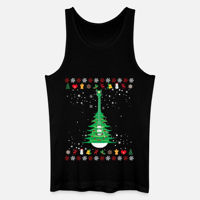 Gitarre Weihnachtsbaum - Männer Bio Tank Top - Schwarz