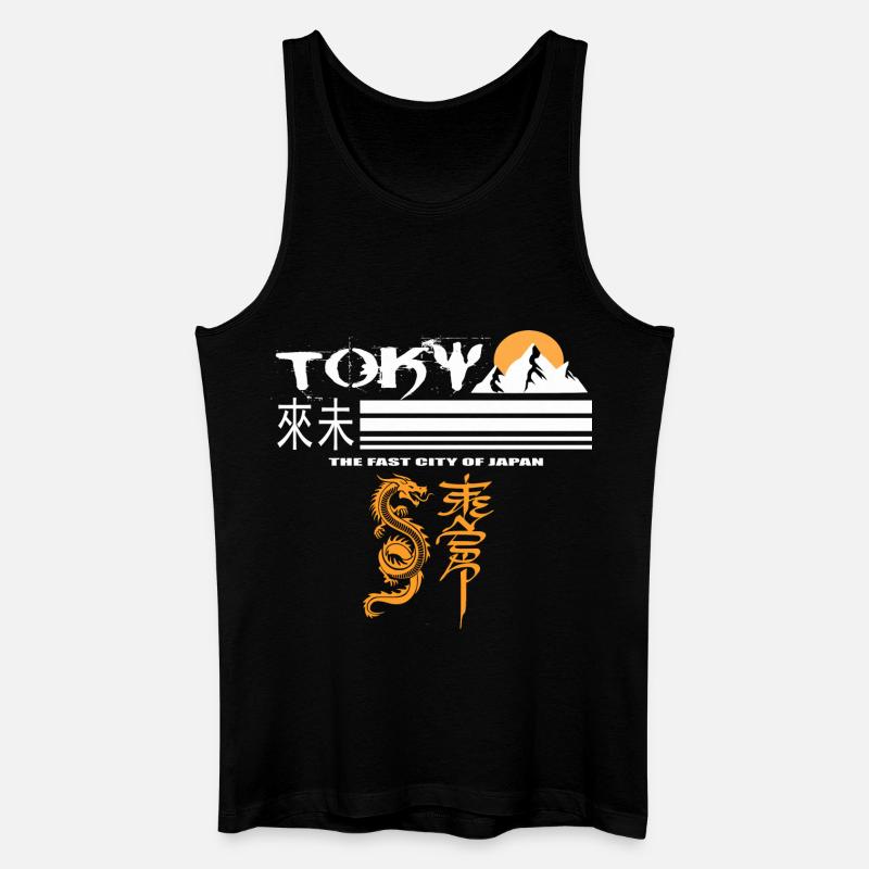 Tokio Orange - Männer Bio Tank Top - Schwarz