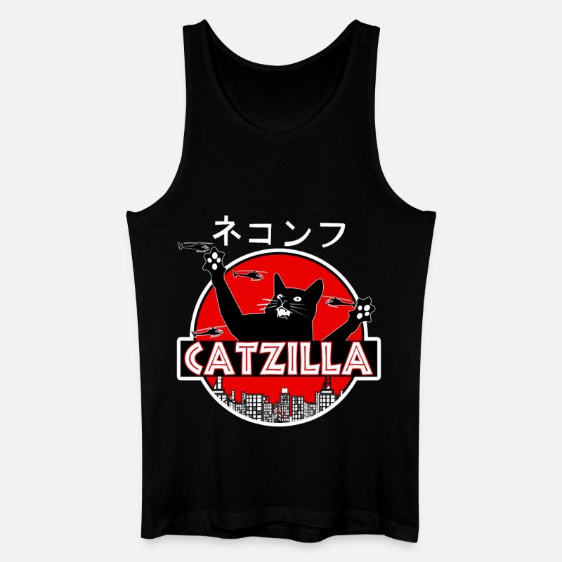 Catzilla Katze - Männer Bio Tank Top - Schwarz