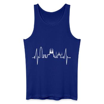 Barcelone Skyline rythme cardiaque Sagrada Familia Fan - Débardeur bio Homme - bleu roi - Devant