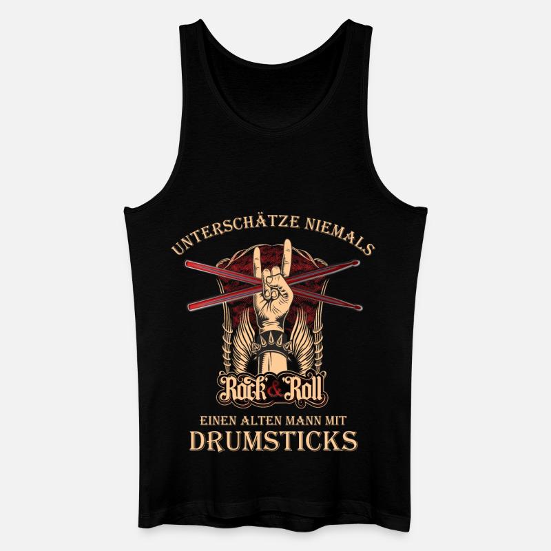 Drummer Schlagzeuger - alter Mann mit Drumsticks - Männer Bio Tank Top - Schwarz