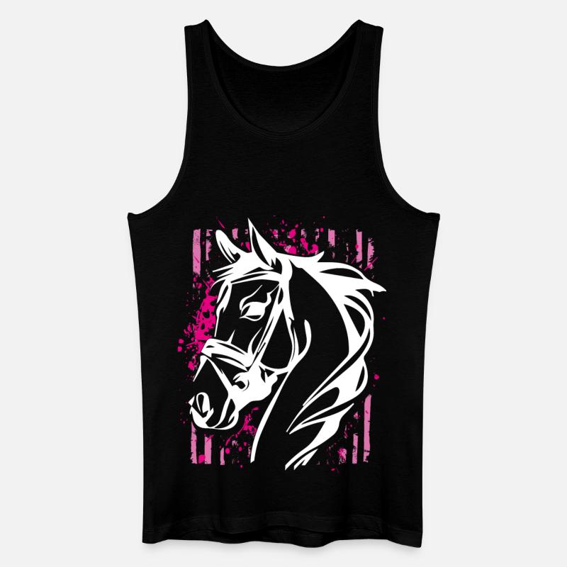 Graffiti-Stil Pferd mit Pinkem Farbsplash - Männer Bio Tank Top - Schwarz