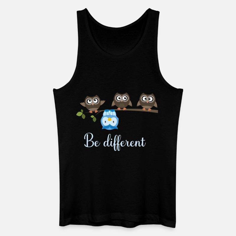 Be Different Eule - Männer Bio Tank Top - Schwarz
