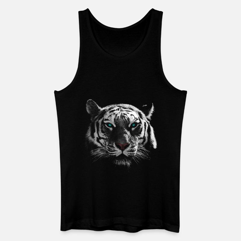 Weisser Tiger - Männer Bio Tank Top - Schwarz