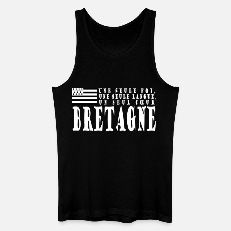 Idée cadeau Bretagne. Proverbe et drapeau Breton - Débardeur bio Homme - noir