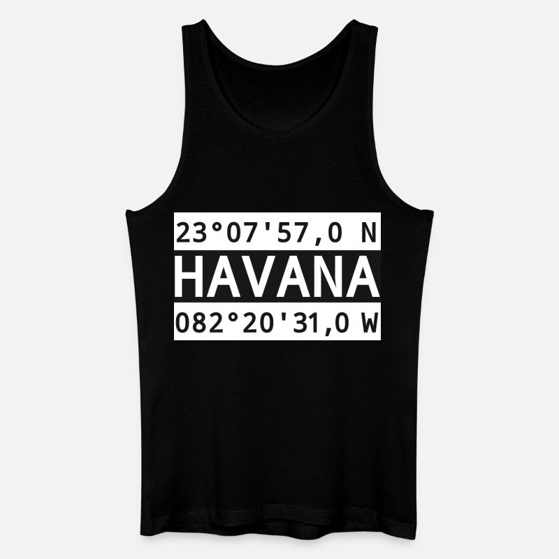 Coordonnées de La Havane - Débardeur bio Homme - noir