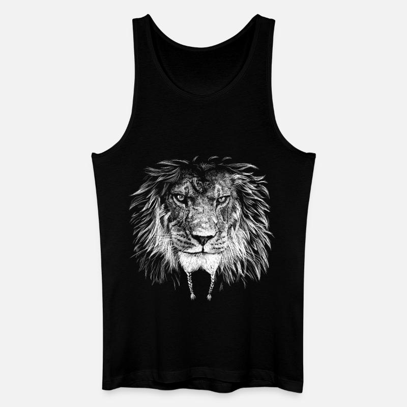 Löwe Biker - Männer Bio Tank Top - Schwarz