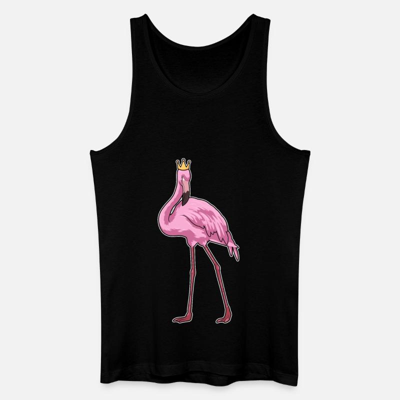 Flamant rose avec couronne - Débardeur bio Homme - noir