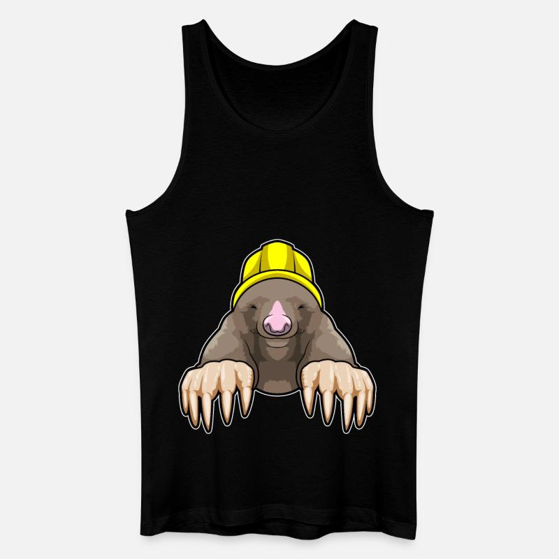 Maulwurf als Bergmann mit Helm - Männer Bio Tank Top - Schwarz