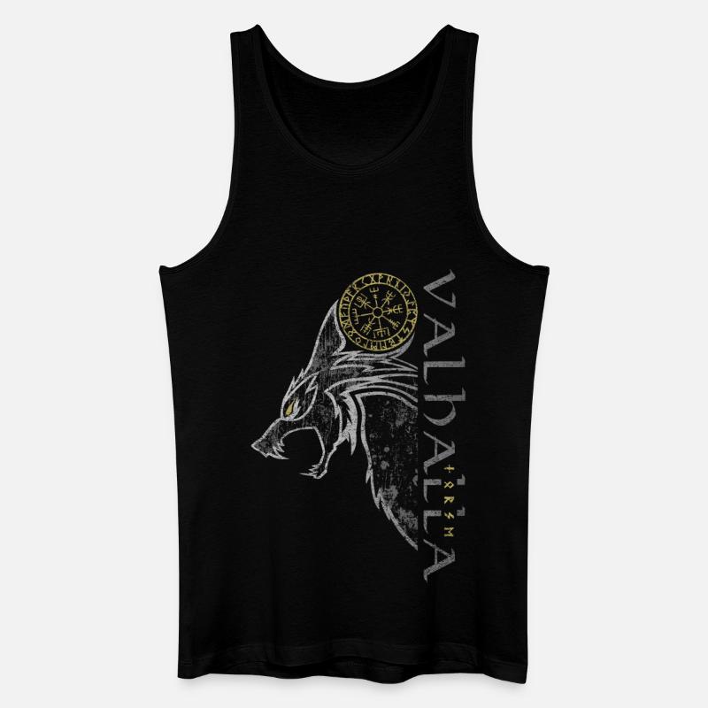 Valhalla Wolf Vegvisir Wikinger Runenkompass - Männer Bio Tank Top - Schwarz