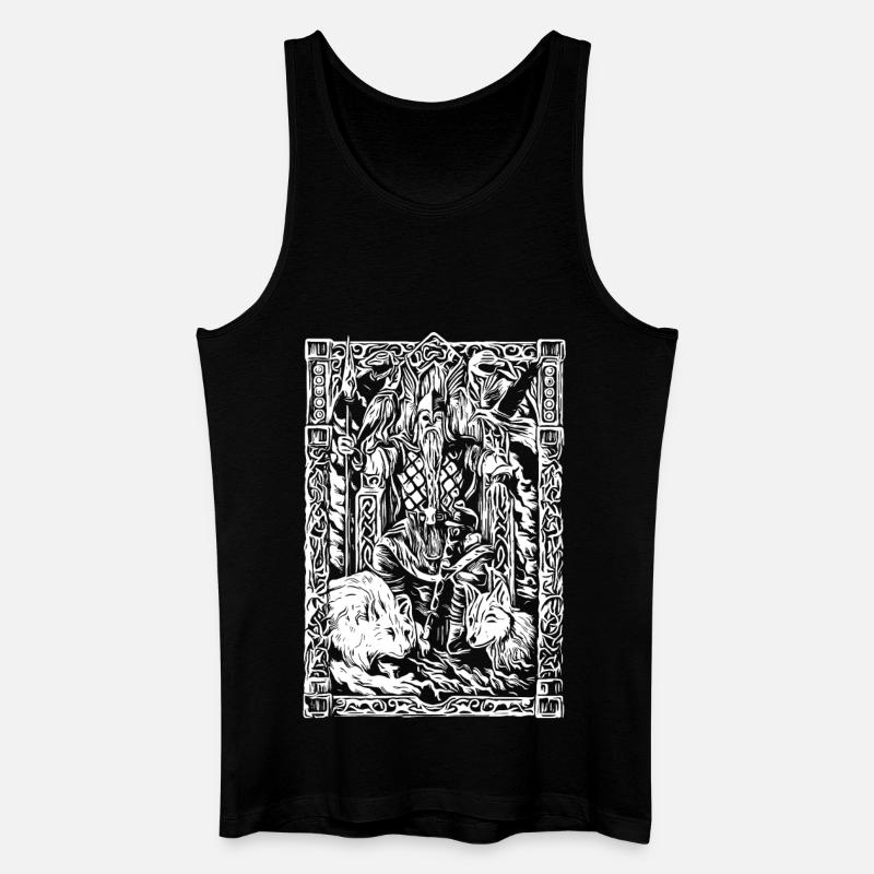 Wikinger Tafel mit Wölfen und Raben - Männer Bio Tank Top - Schwarz