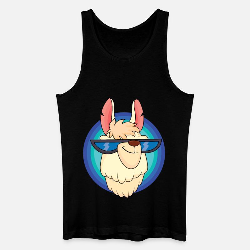 Cooles Lama mit Sonnenbrille - Männer Bio Tank Top - Schwarz