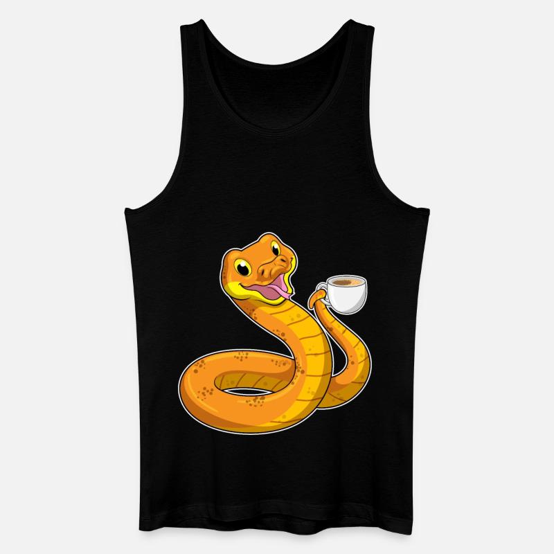 Schlange mit Tasse Kaffee - Männer Bio Tank Top - Schwarz