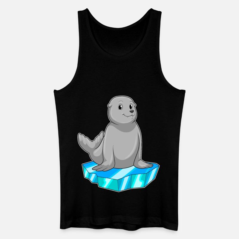 Seehund mit Eisscholle - Männer Bio Tank Top - Schwarz