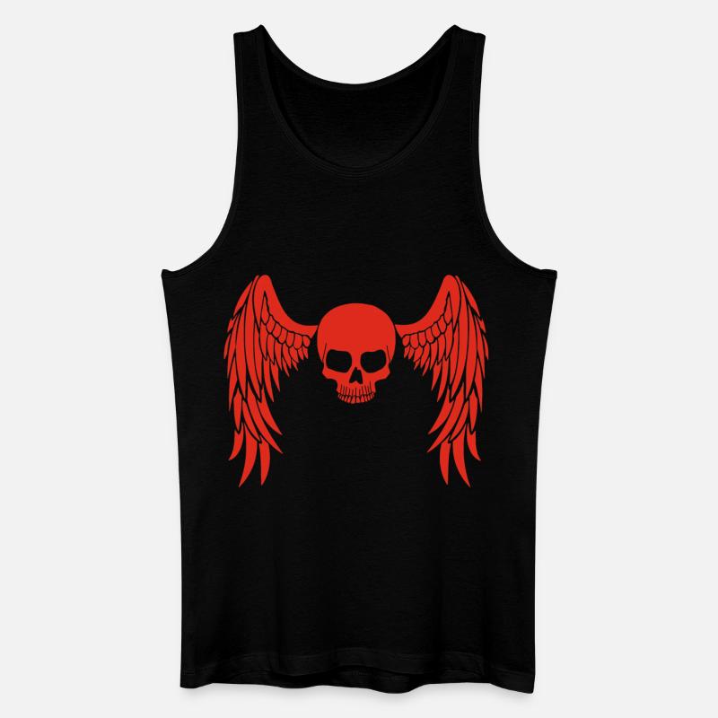 Rot geflügelter Schädel - Männer Bio Tank Top - Schwarz