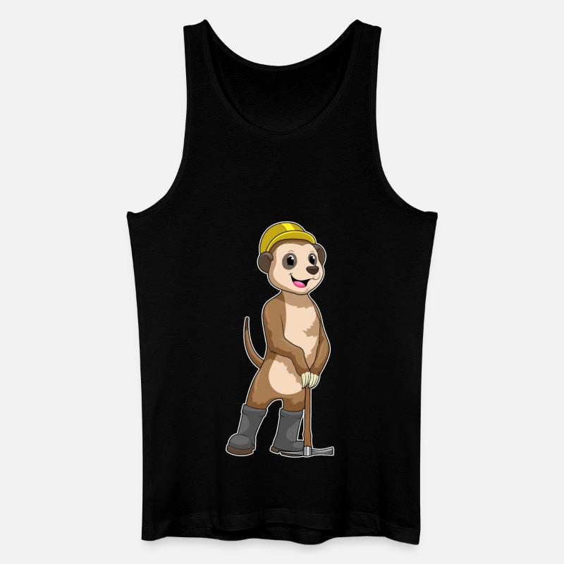 Erdmännchen als Bergarbeiter mit Spitzhacke - Männer Bio Tank Top - Schwarz