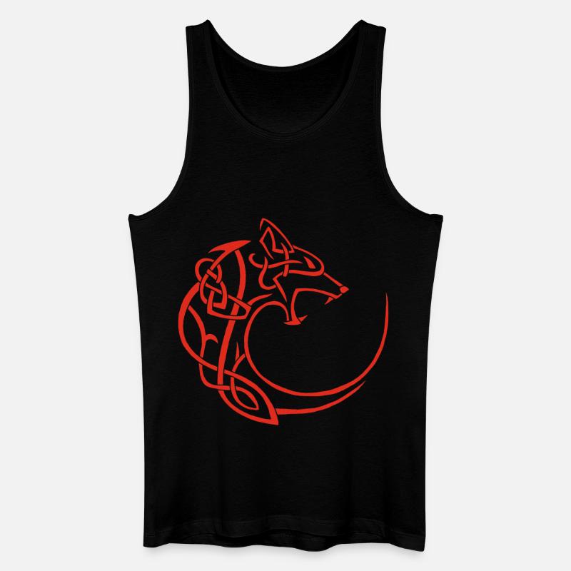 Roter Mondwolf - Männer Bio Tank Top - Schwarz