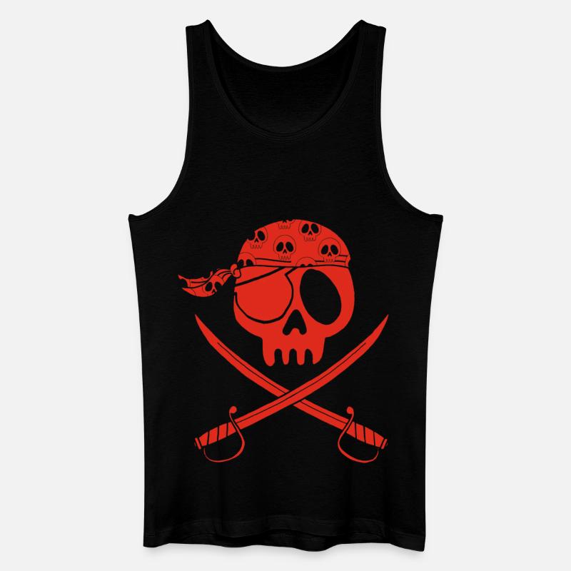 Roter Piratenschädel - Männer Bio Tank Top - Schwarz