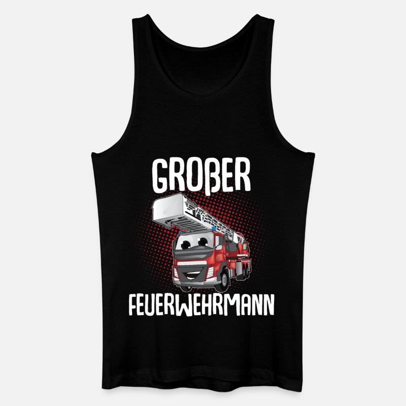 Großer Bruder Großer Feuerwehrmann - Männer Bio Tank Top - Schwarz