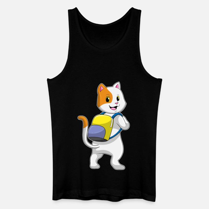 Katze als Wanderer mit Rucksack - Männer Bio Tank Top - Schwarz