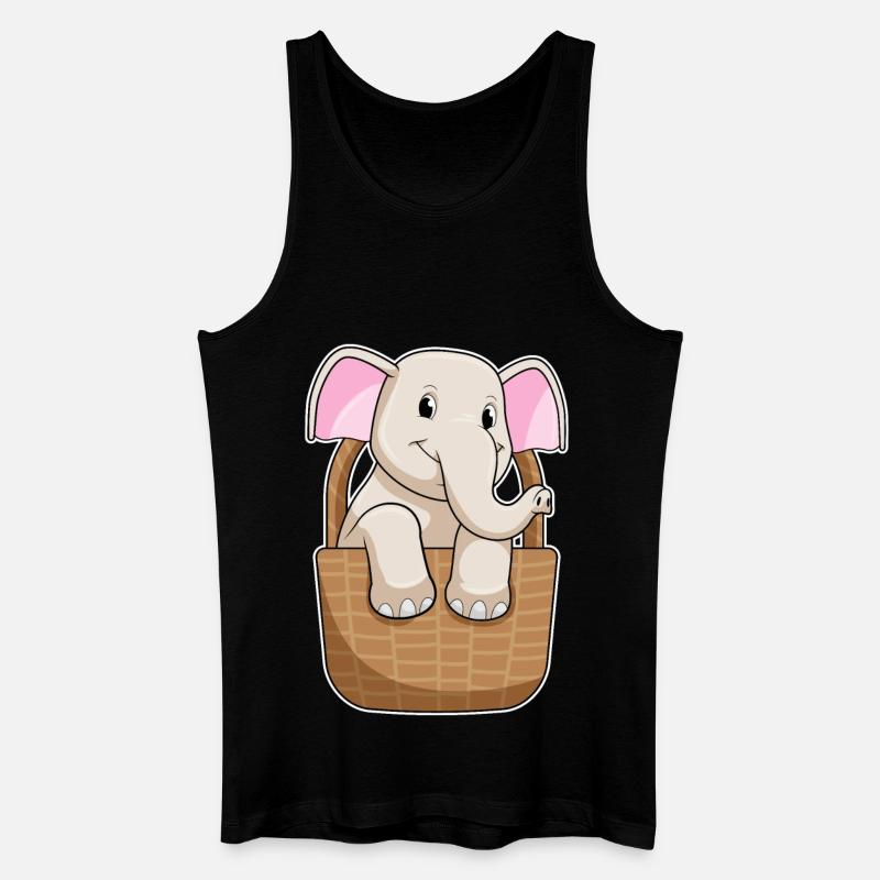 Elefant mit Korb - Männer Bio Tank Top - Schwarz