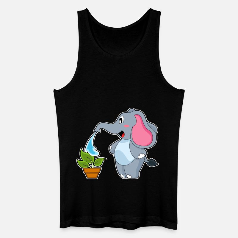 Éléphant avec plante - Débardeur bio Homme - noir
